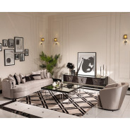 Mansion Sofa Carmela Zinc Silver Collection By Michael Amini.LFR-CRMA816-ZNC-808
