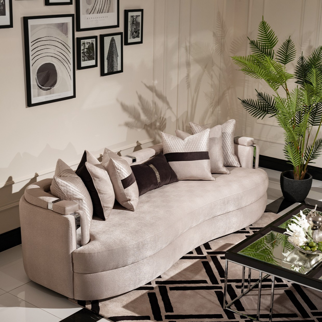 Mansion Sofa Carmela Zinc Silver Collection By Michael Amini.LFR-CRMA816-ZNC-808