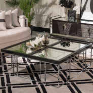 LFR-CRMA201-830 Cocktail Table Glossy Charcoal Sand Carmela Zinc Siver Collection By Michael Amini