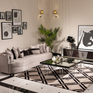 LFR-CRMA201-830 Cocktail Table Glossy Charcoal Sand Carmela Zinc Siver Collection By Michael Amini