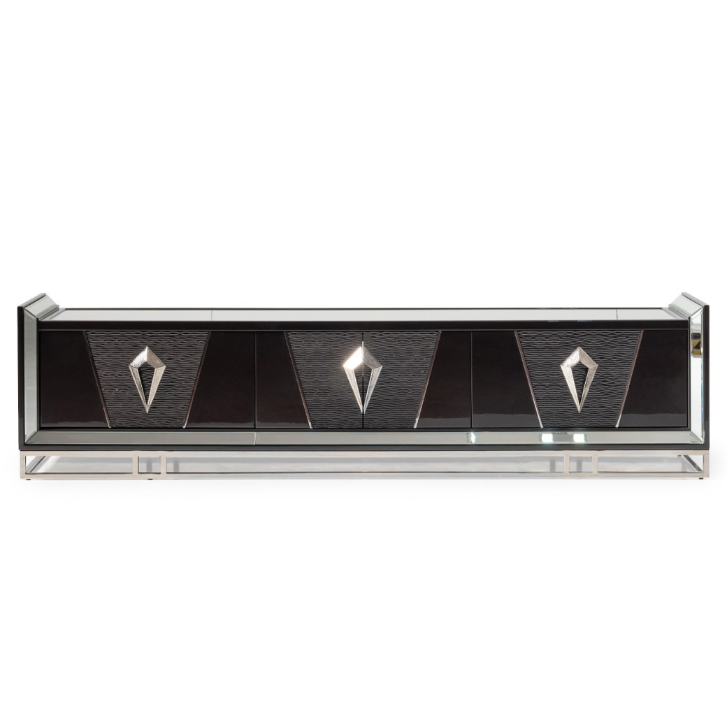 LFR-CRMA081-830 Media Cabinet Glossy Charcoal Sand Carmela Collection By Michael Amini