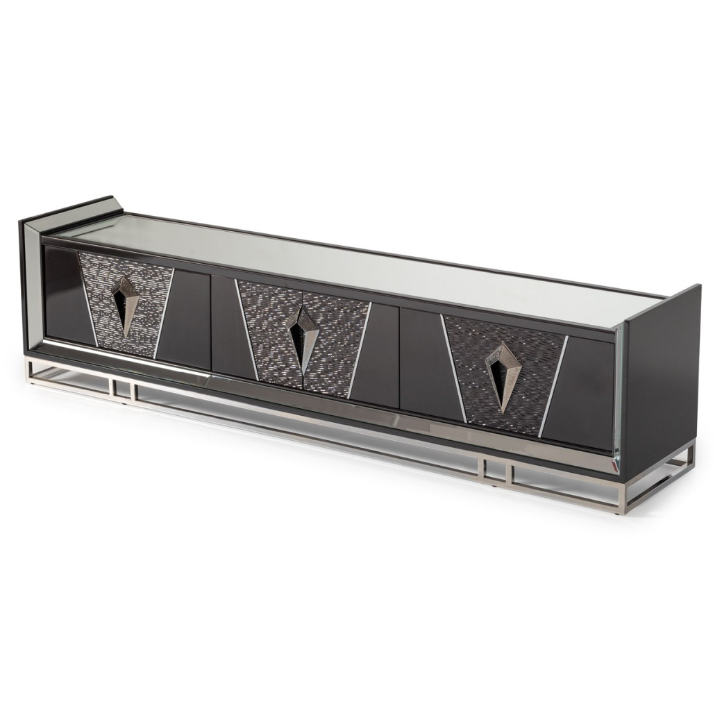 LFR-CRMA081-830 Media Cabinet Glossy Charcoal Sand Carmela Collection By Michael Amini