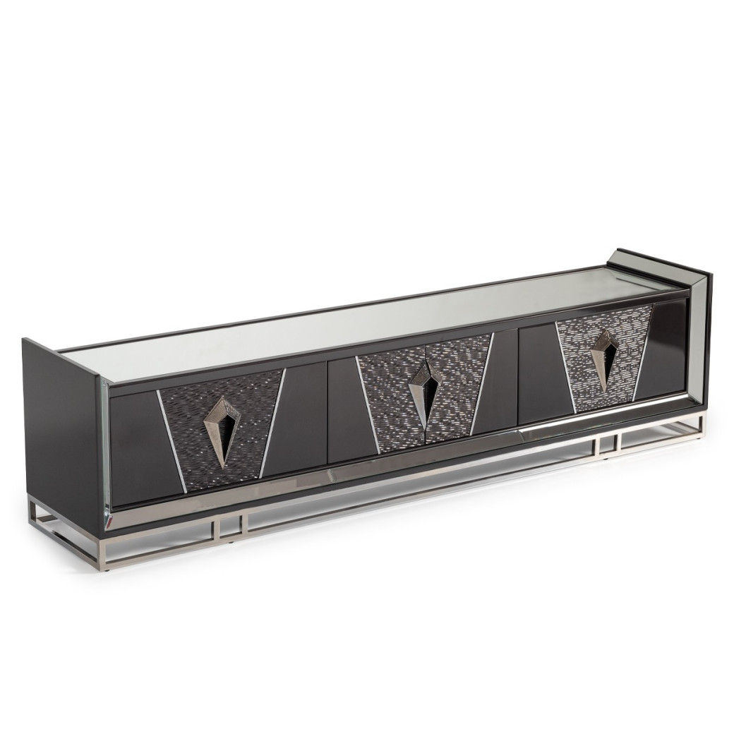 LFR-CRMA081-830 Media Cabinet Glossy Charcoal Sand Carmela Collection By Michael Amini
