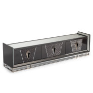 LFR-CRMA081-830 Media Cabinet Glossy Charcoal Sand Carmela Collection By Michael Amini