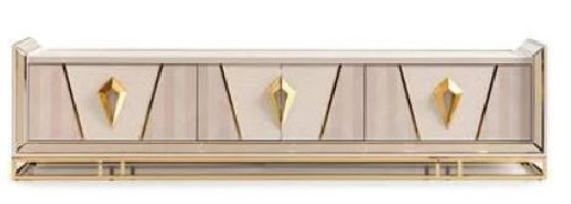 LFR-CRMA081-141 Media Cabinet Shimmer Ivory Carmela Gold Collection By Michael Amini