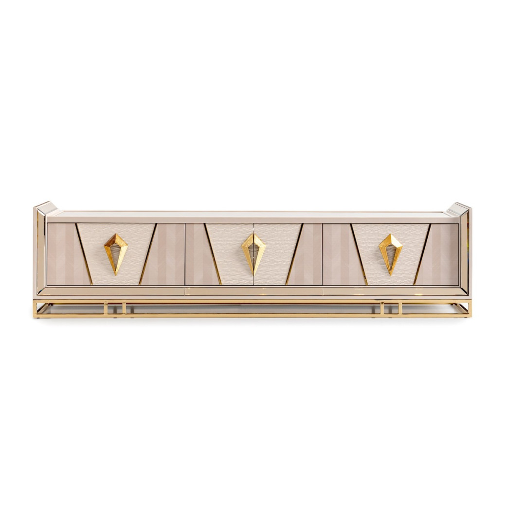 LFR-CRMA081-141 Media Cabinet Shimmer Ivory Carmela Gold Collection By Michael Amini