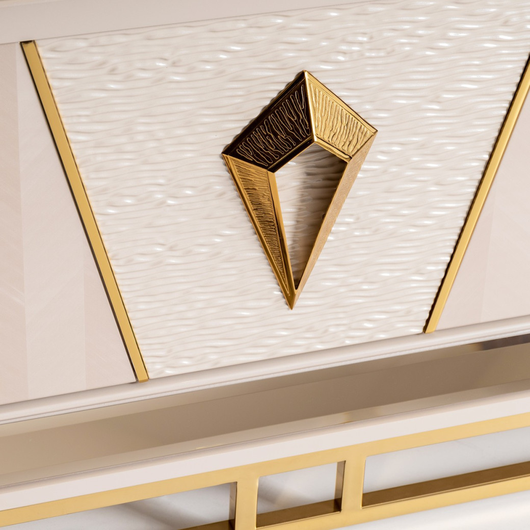 LFR-CRMA081-141 Media Cabinet Shimmer Ivory Carmela Gold Collection By Michael Amini