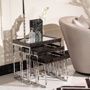 LFR-CRMA224-830 Nesting Tables Glossy Charcoal Sand Carmela Zinc Siver Collection By Michael Amini