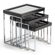 LFR-CRMA224-830 Nesting Tables Glossy Charcoal Sand Carmela Zinc Siver Collection By Michael Amini