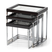 LFR-CRMA224-830 Nesting Tables Glossy Charcoal Sand Carmela Zinc Siver Collection By Michael Amini