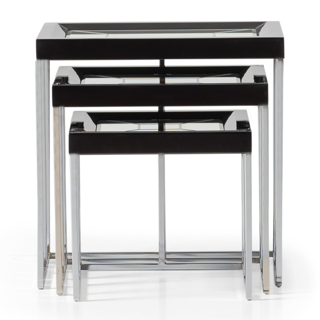 LFR-CRMA224-830 Nesting Tables Glossy Charcoal Sand Carmela Zinc Siver Collection By Michael Amini