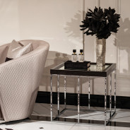 LFR-CRMA202-830 End Table Glossy Charcoal Sand Carmela Zinc Silver Collection By Michael Amini