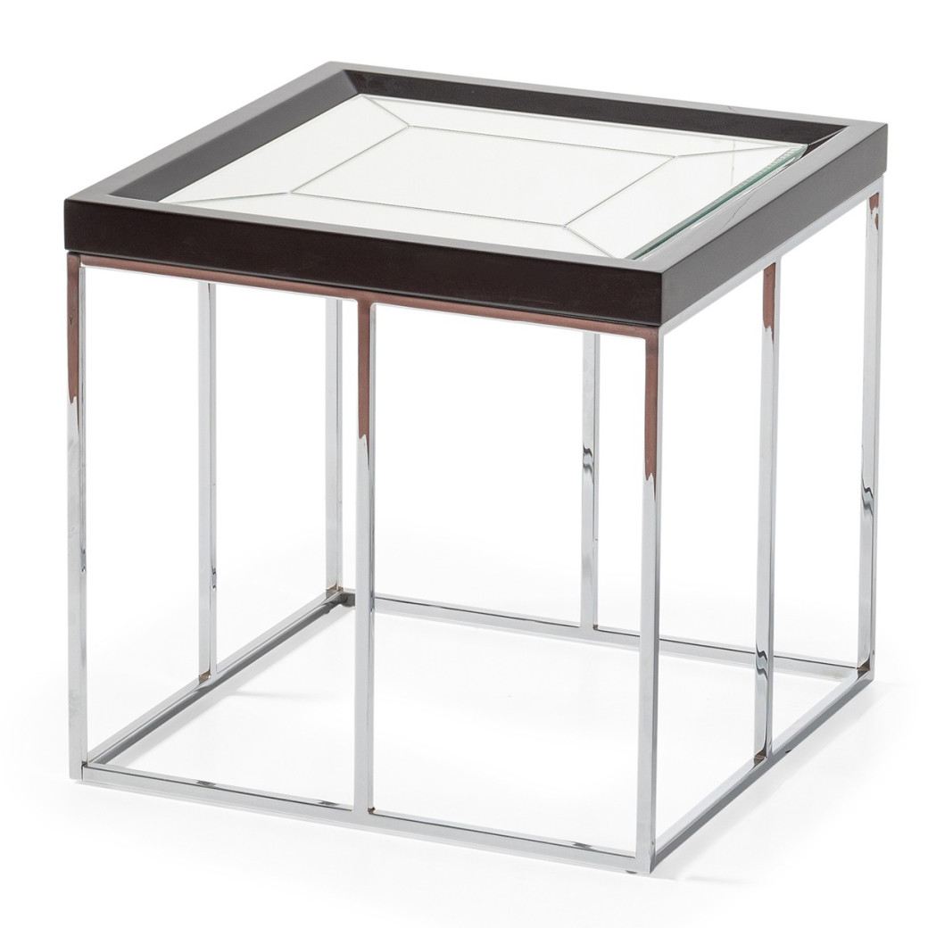 LFR-CRMA202-830 End Table Glossy Charcoal Sand Carmela Zinc Silver Collection By Michael Amini