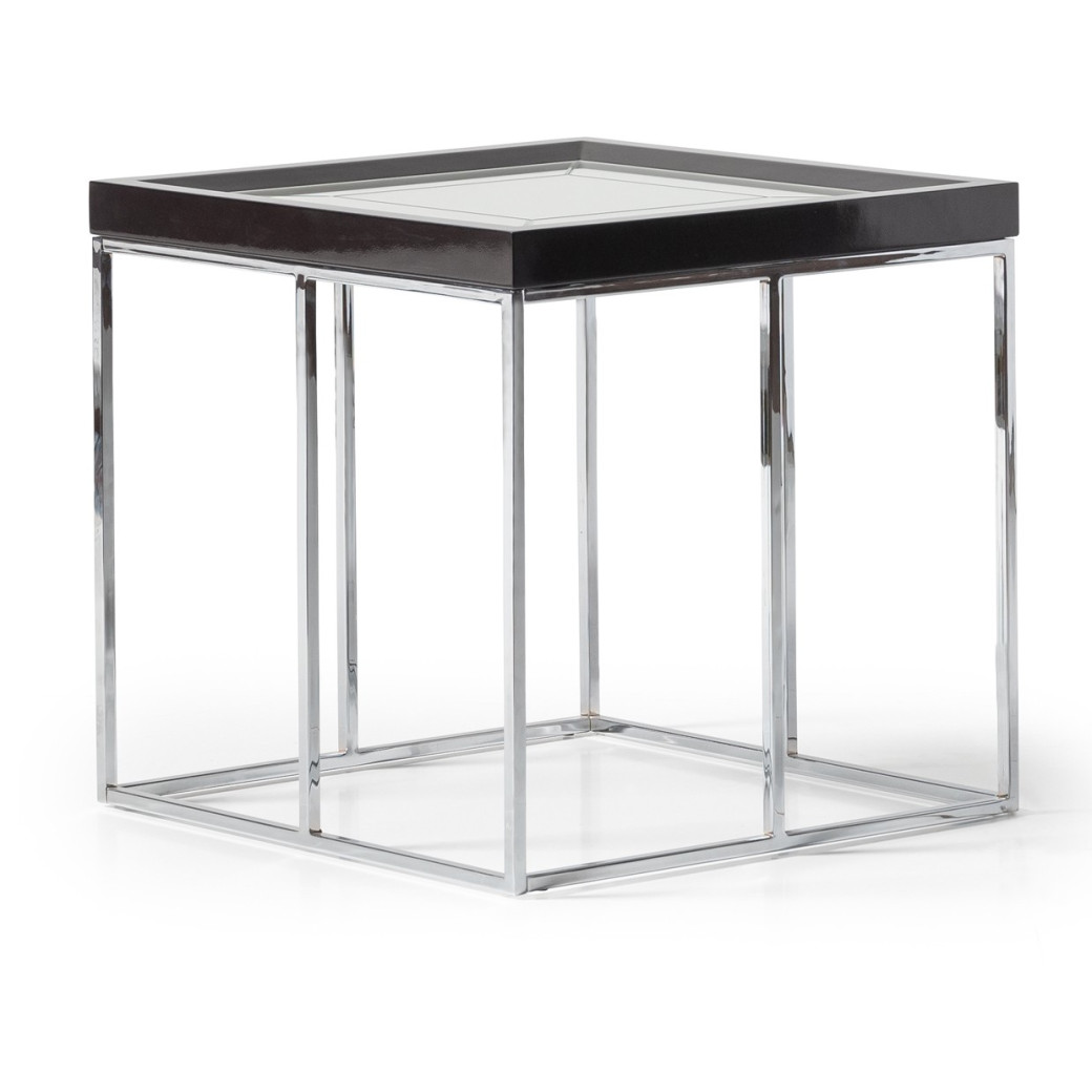 LFR-CRMA202-830 End Table Glossy Charcoal Sand Carmela Zinc Silver Collection By Michael Amini