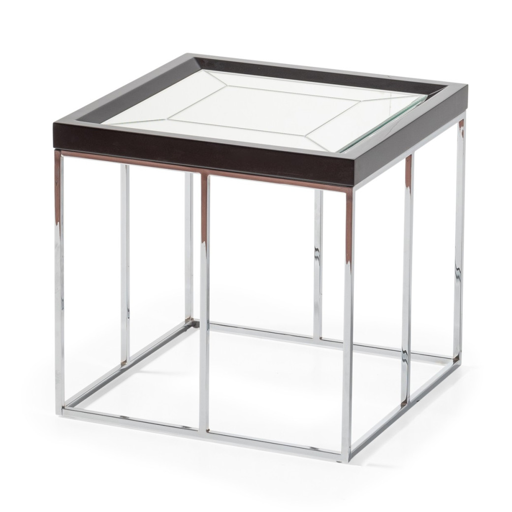 LFR-CRMA202-830 End Table Glossy Charcoal Sand Carmela Zinc Silver Collection By Michael Amini