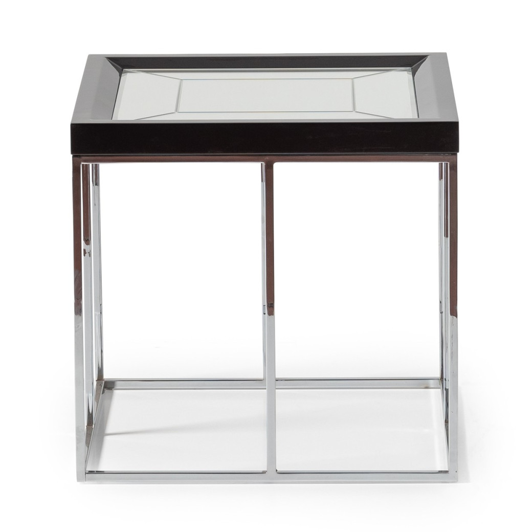 LFR-CRMA202-830 End Table Glossy Charcoal Sand Carmela Zinc Silver Collection By Michael Amini
