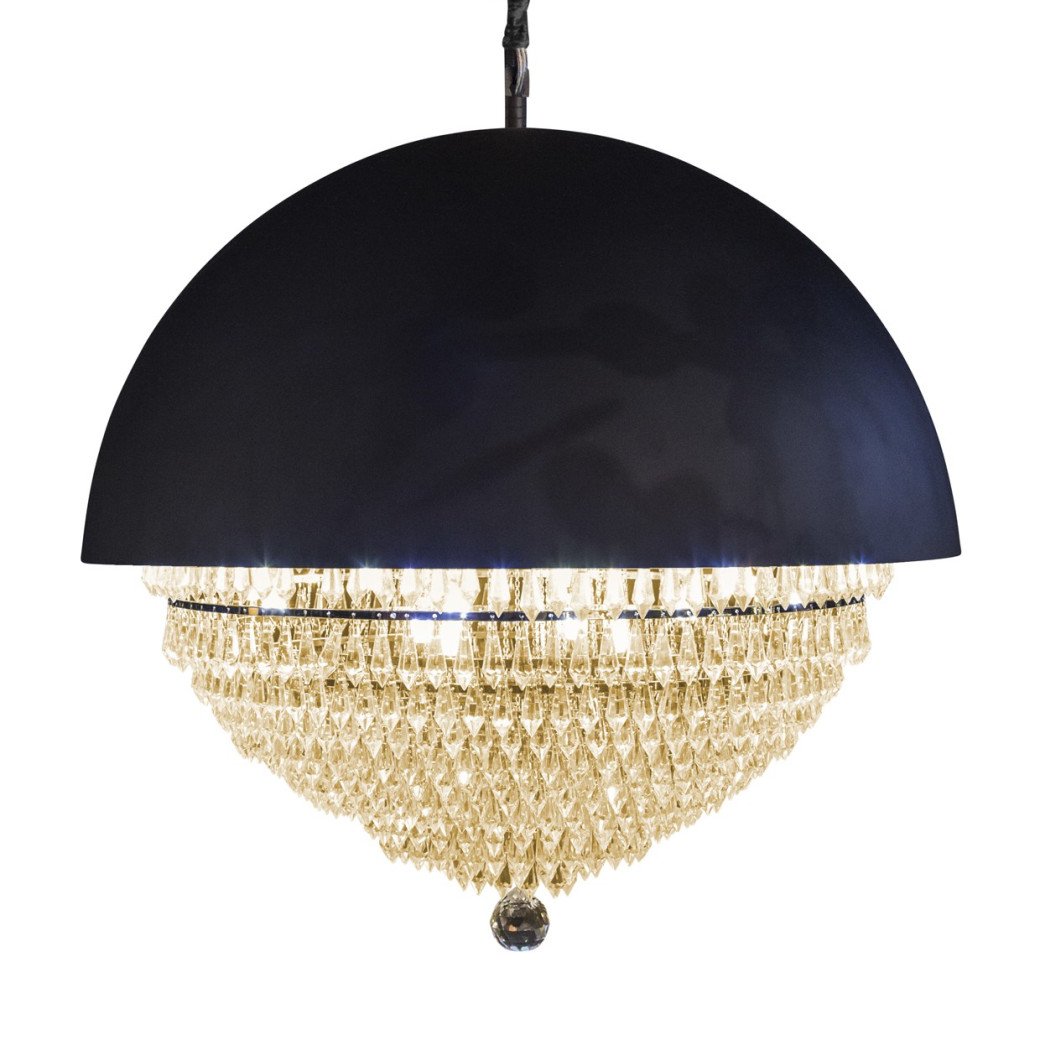 LT-CH998B-12CLR Michael Amini Eclipse LED Light Chandelier w/Black Dome