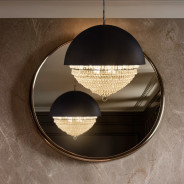 LT-CH998B-12CLR Michael Amini Eclipse LED Light Chandelier w/Black Dome