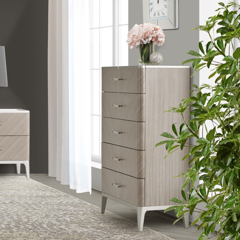 Highboy Vertical Storage Cabinet-Chest Of Drawers Lanterna Collection By Michael Amini