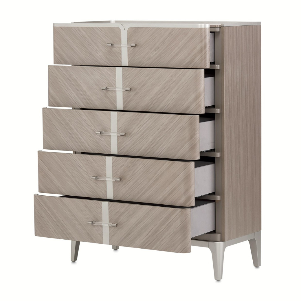 Highboy Vertical Storage Cabinet-Chest Of Drawers Lanterna Collection By Michael Amini