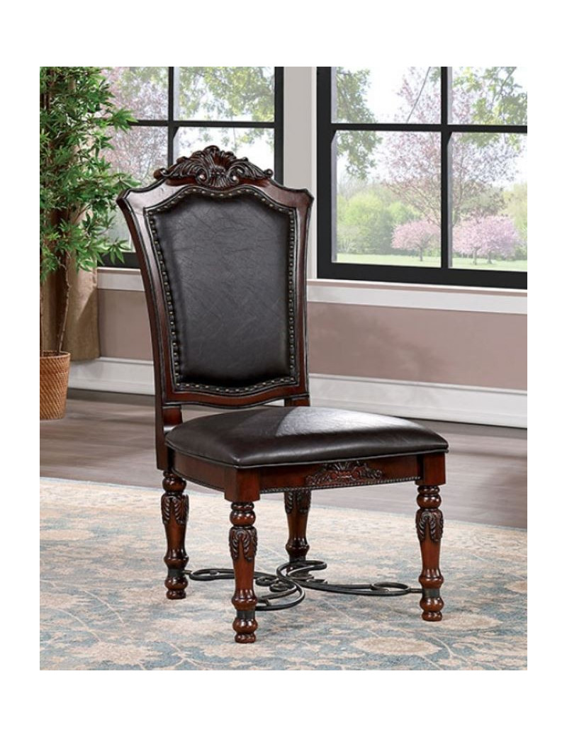 CM3147T 7Pc Dining Set Cherry / Dark Brown Picardy Collection By Furniture of America