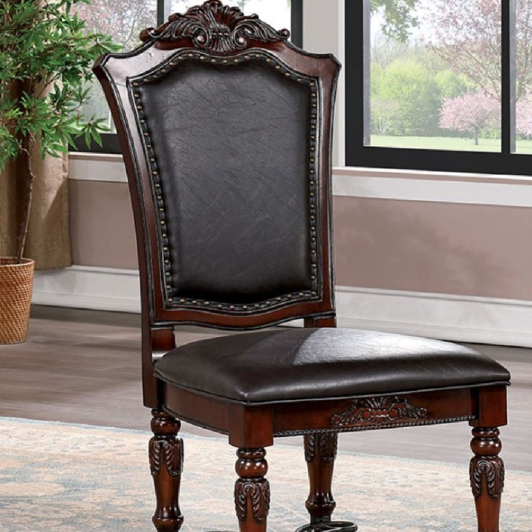 CM3147T 7Pc Dining Set Cherry / Dark Brown Picardy Collection By Furniture of America