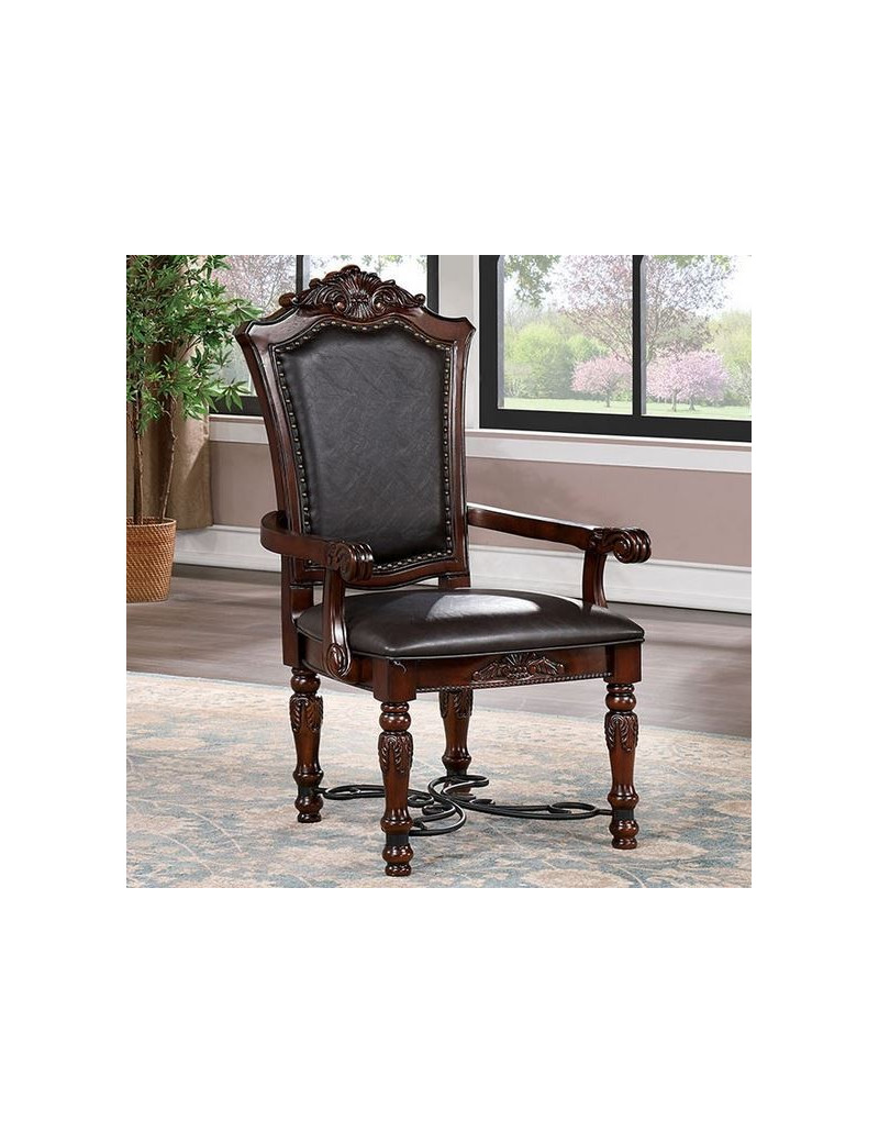 CM3147T 7Pc Dining Set Cherry / Dark Brown Picardy Collection By Furniture of America