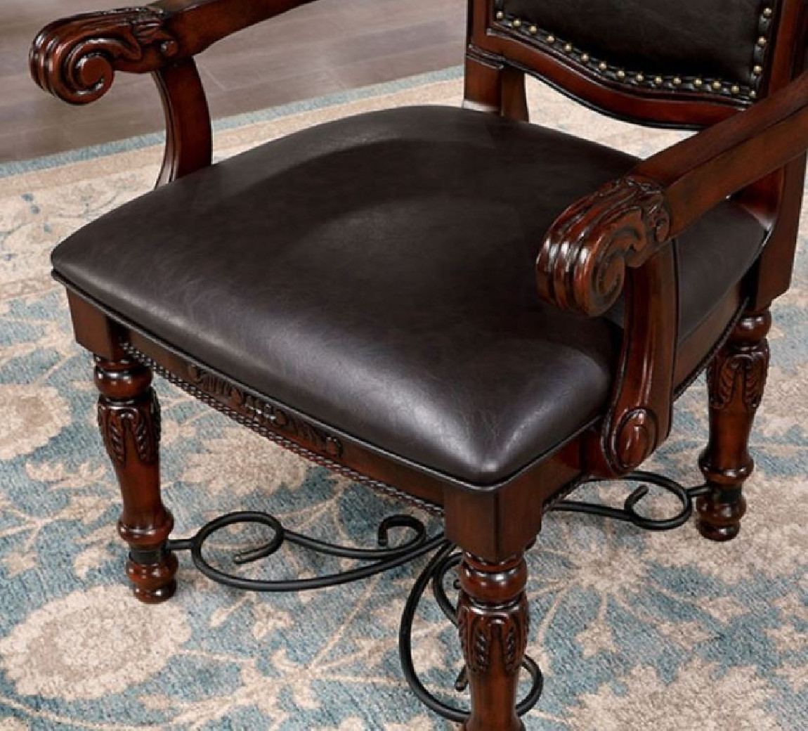 CM3147T 7Pc Dining Set Cherry / Dark Brown Picardy Collection By Furniture of America