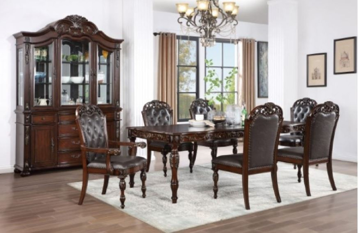 CM3256 7PC Dining set Brown Cherry/Espresso Traditional Style Nouvelle Collection by Furniture of America