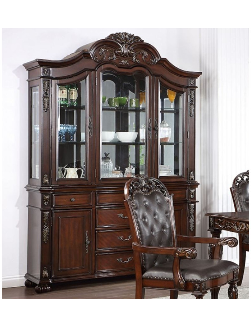 CM3256 7PC Dining set Brown Cherry/Espresso Traditional Style Nouvelle Collection by Furniture of America