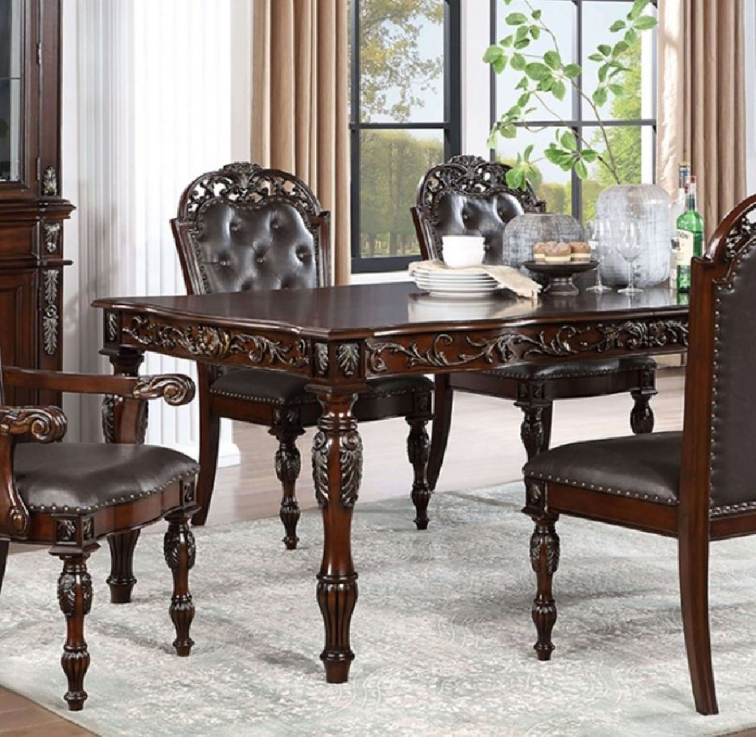 CM3256 7PC Dining set Brown Cherry/Espresso Traditional Style Nouvelle Collection by Furniture of America