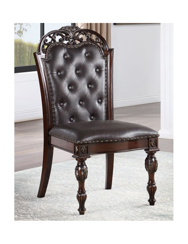CM3256 7PC Dining set Brown Cherry/Espresso Traditional Style Nouvelle Collection by Furniture of America