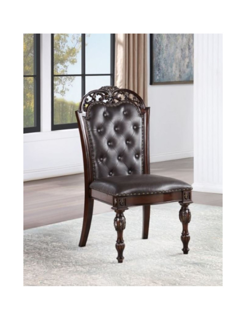 CM3256 7PC Dining set Brown Cherry/Espresso Traditional Style Nouvelle Collection by Furniture of America