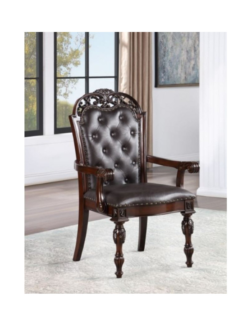 CM3256 7PC Dining set Brown Cherry/Espresso Traditional Style Nouvelle Collection by Furniture of America