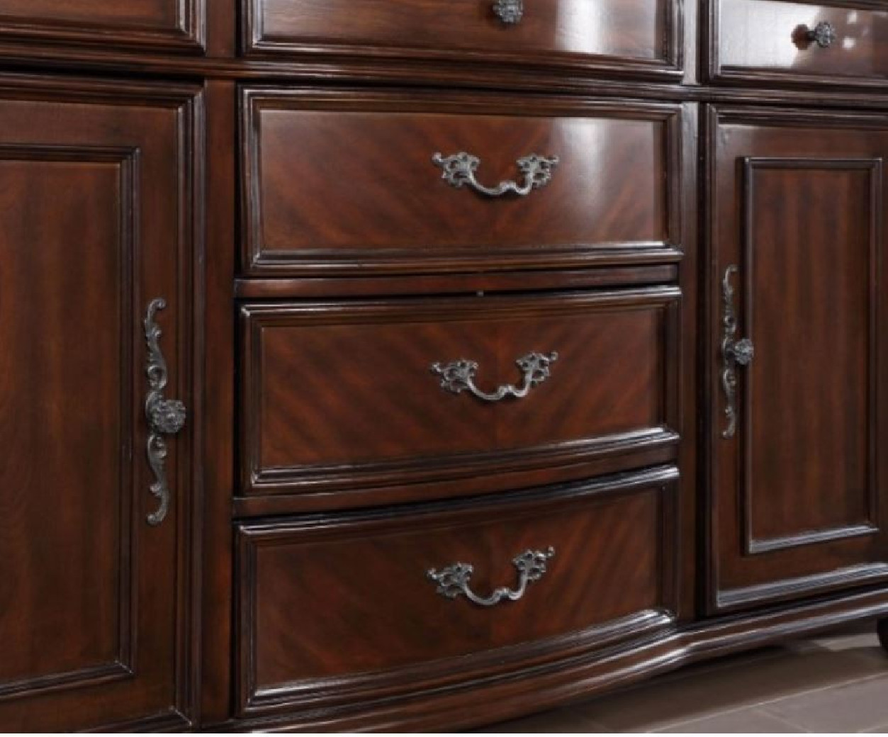 CM3256 7PC Dining set Brown Cherry/Espresso Traditional Style Nouvelle Collection by Furniture of America
