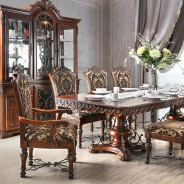 CM3788T 7PC Dining set Double Pedestal Base Brown Cherry Lucie Collection By Furniture of America