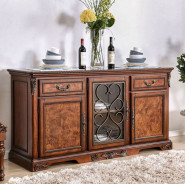 CM3788T 7PC Dining set Double Pedestal Base Brown Cherry Lucie Collection By Furniture of America