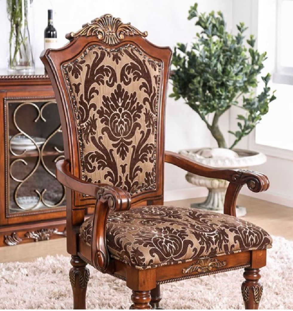 CM3788T 7PC Dining set Double Pedestal Base Brown Cherry Lucie Collection By Furniture of America