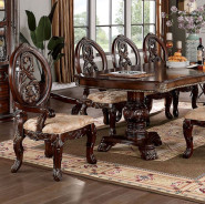 CM3145T 7PC Dining set Double Pedestal Table Base Brown Cherry Normandy Collection By Furniture of America