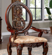 CM3145T 7PC Dining set Double Pedestal Table Base Brown Cherry Normandy Collection By Furniture of America