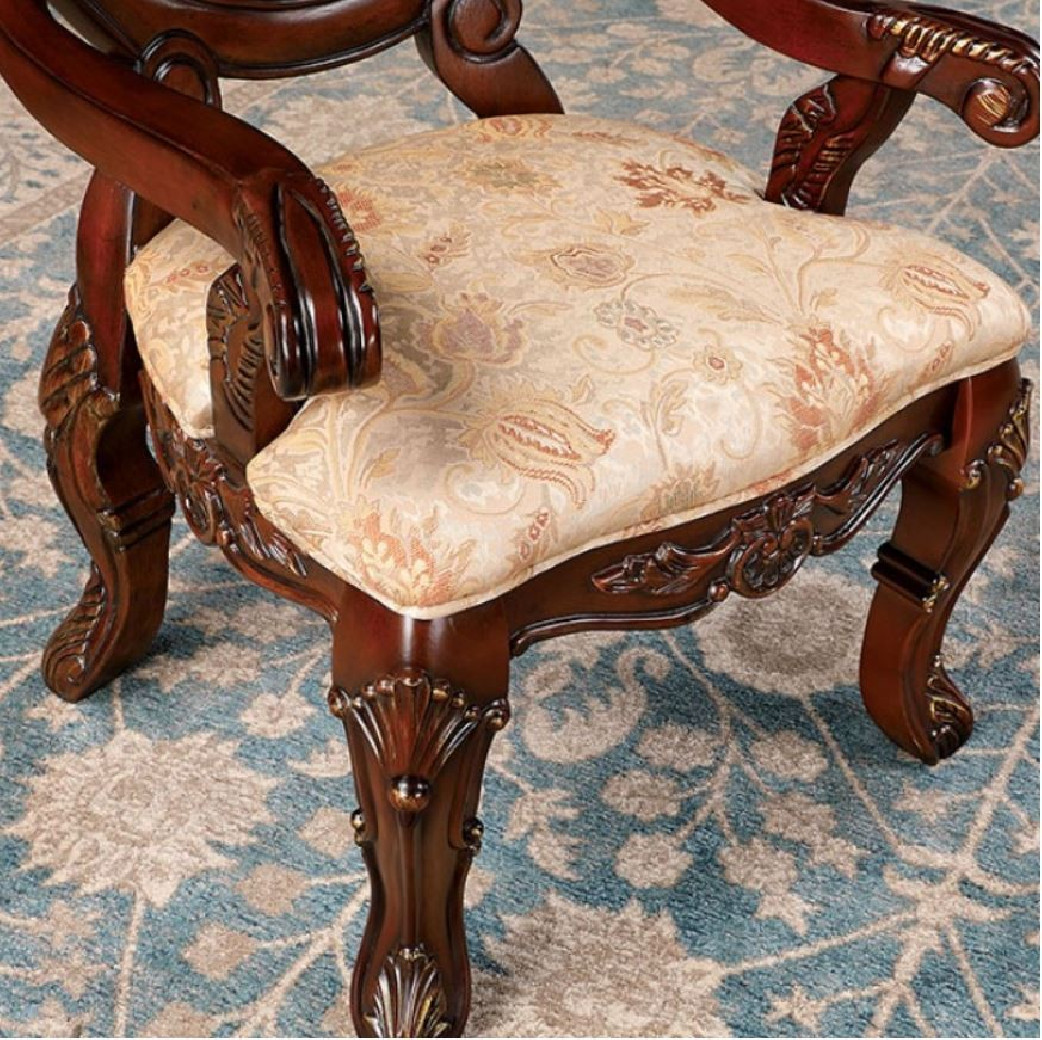 CM3145T 7PC Dining set Double Pedestal Table Base Brown Cherry Normandy Collection By Furniture of America