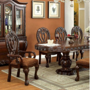 CM3186CH-T 7PC Dining set Double Pedestal Base Brown Cherry Wyndmere Collection By Furniture of America
