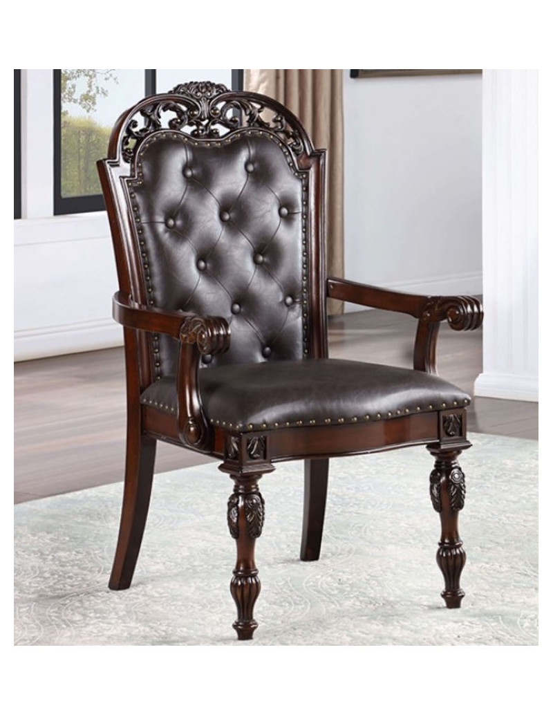 CM3256 7PC Dining set Brown Cherry/Espresso Traditional Style Nouvelle Collection by Furniture of America