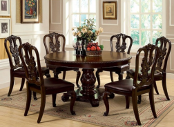 CM3319RT 7PC Dining Set Round Table Brown Cherry Bellagio Collection By Furniture of America