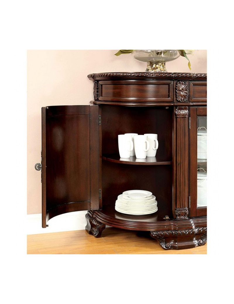 CM3319RT 7PC Dining Set Round Table Brown Cherry Bellagio Collection By Furniture of America