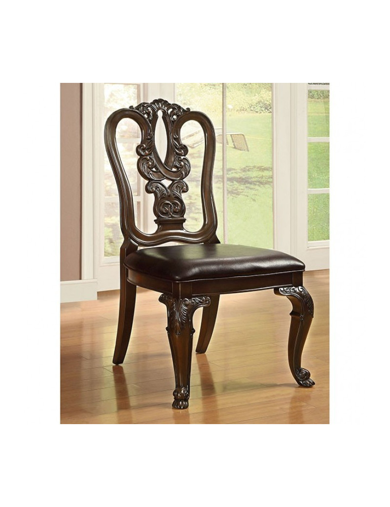 CM3319T 7PC Dining Set Double Pedestal Base Brown Cherry Bellagio Collection by Furniture of America