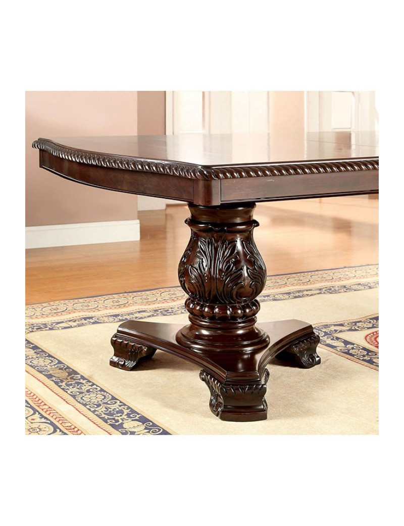 CM3319T 7PC Dining Set Double Pedestal Base Brown Cherry Bellagio Collection by Furniture of America