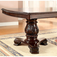 CM3319T 7PC Dining Set Double Pedestal Base Brown Cherry Bellagio Collection by Furniture of America