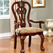 CM3212T 7PC Dining Set Rectangular Pedestal Table Brown Cherry Finish Elana Collection By Furniture of America