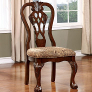 CM3212T 7PC Dining Set Rectangular Pedestal Table Brown Cherry Finish Elana Collection By Furniture of America